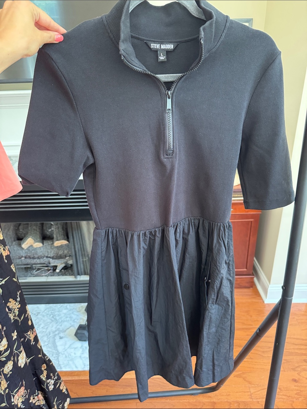 Steve Madden Black Zip-Front Mini Dress